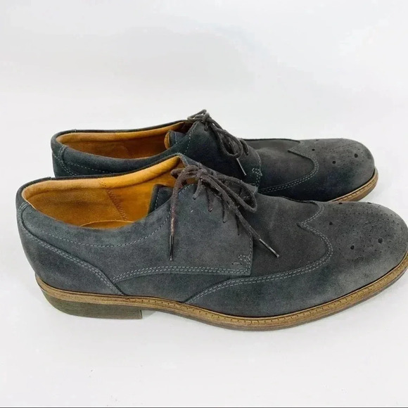 ECCO Findlay Blue Suede Wingtip Shoes - Picture 3 of 11